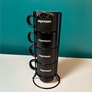 Espresso Black Stacking Mug Set